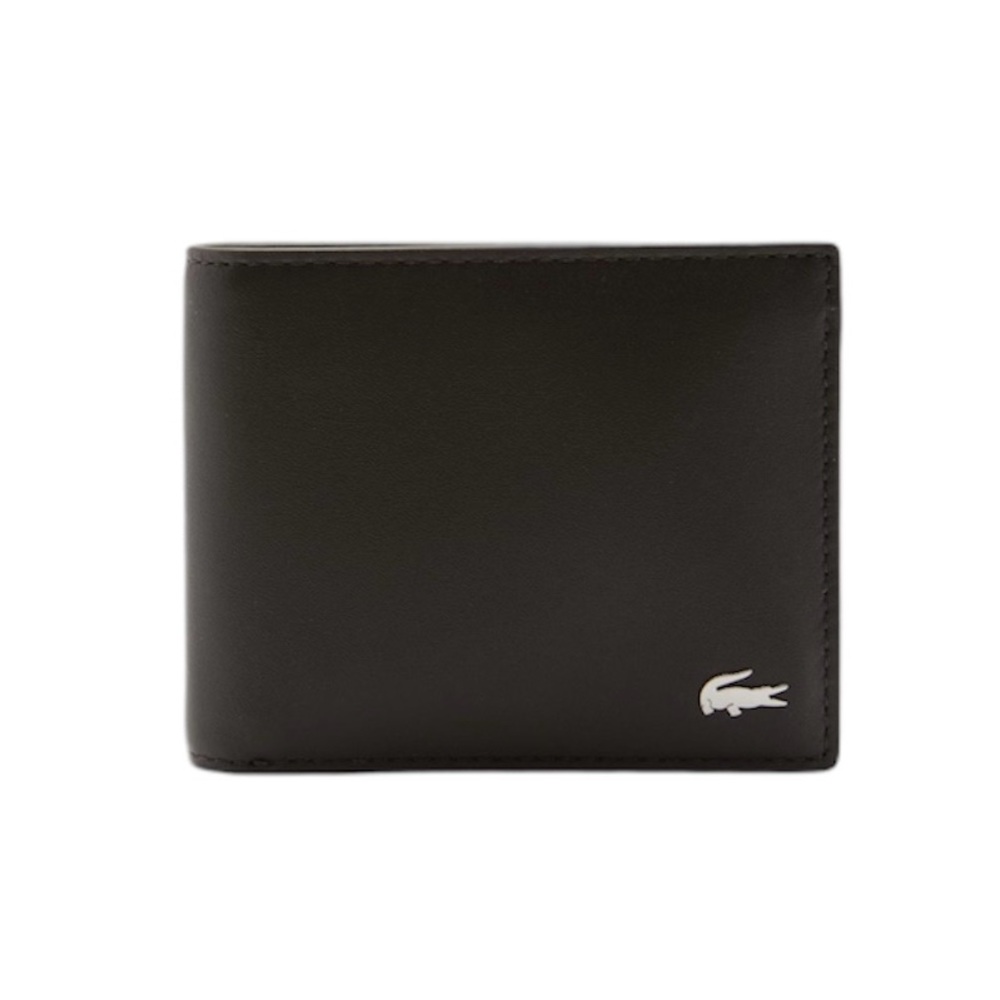 NWT Lacoste Black Men’s Wallet with Silver Crocodile Logo